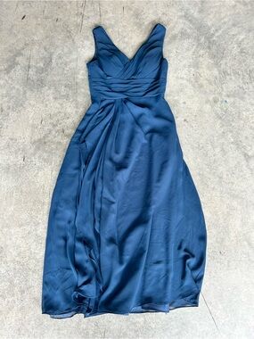 Azazie Navy Blue V-Neck Formal Dress